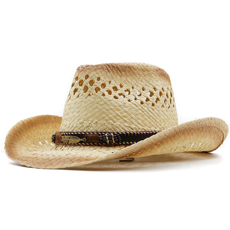 Cowboy Hat Straw - Panamá macio artesanal cowboy chapéu de