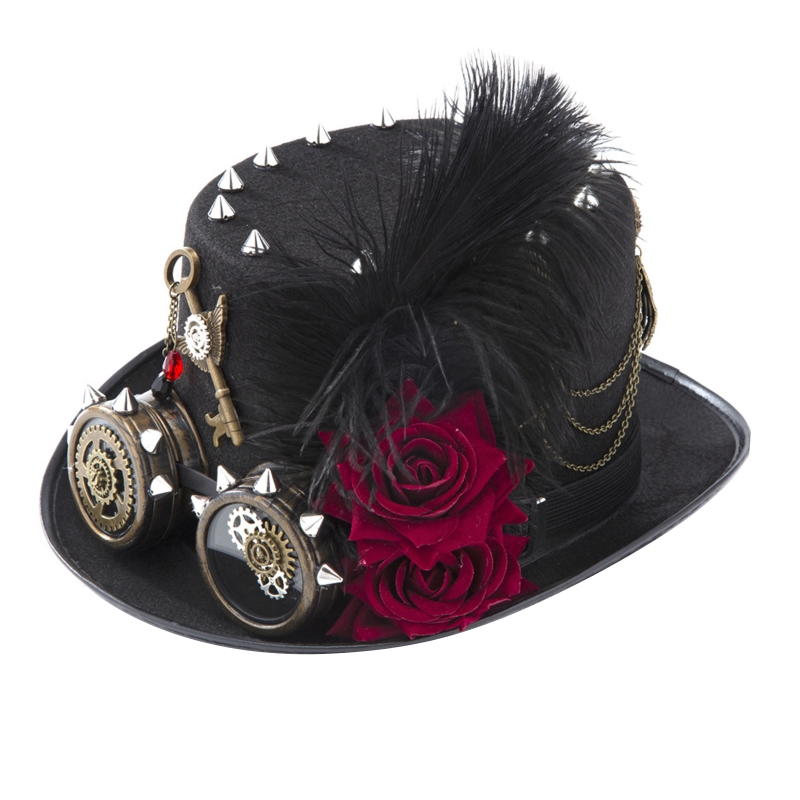 Fedora Hat Wool - Y166 Chapéu Vintage Steampunk Cartola com