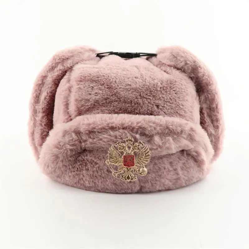 Trapper Hat Ear Flap - Emblema soviético ushanka chapéus de bombardeiro