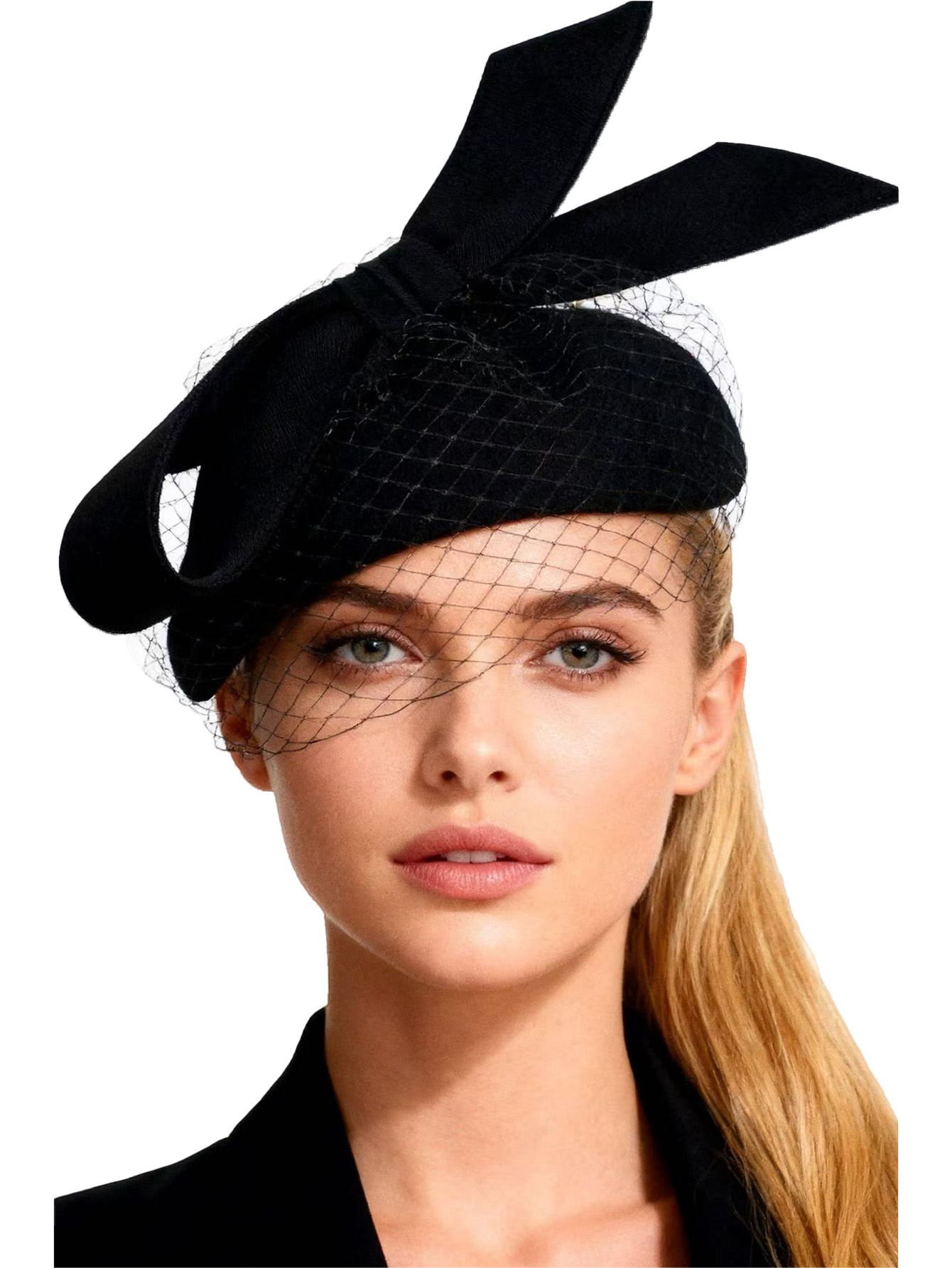 Fedora Hat Wool - Boina branca francesa fascinator inverno elegante