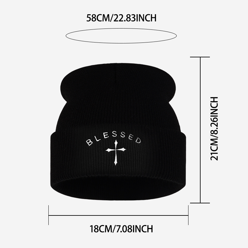 Gorro de Malha com Cruz Bordad - Beanie Cuffed Knit avaliação e preço
