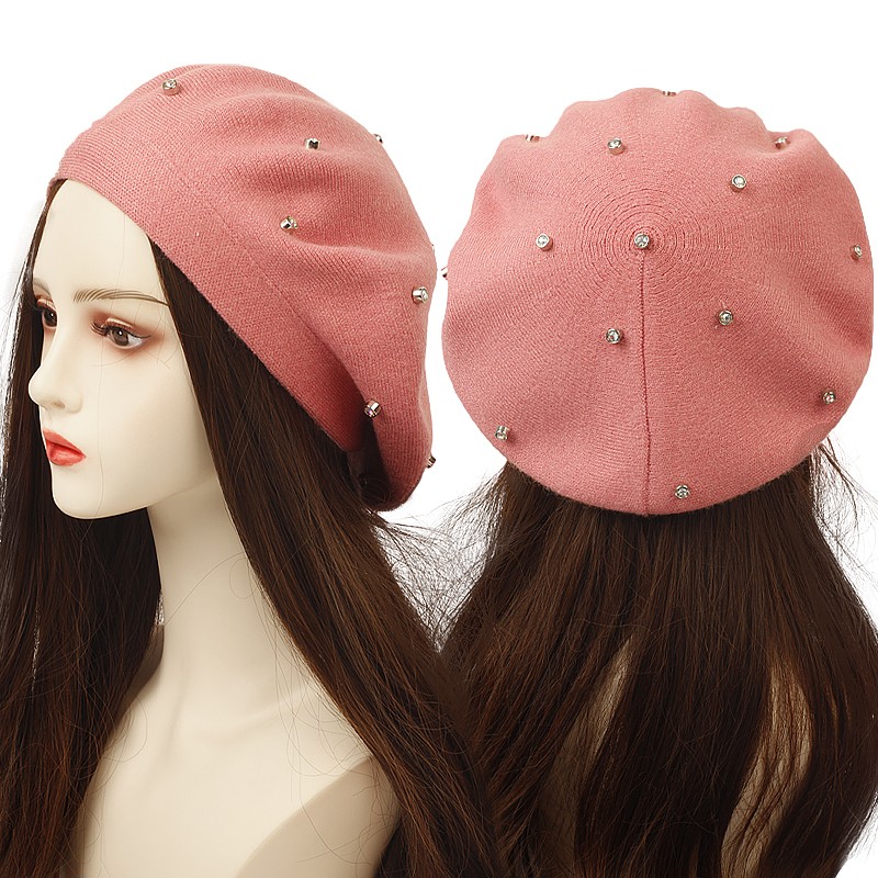 Cor feminina strass boinas cha - Beret French Wool avaliação e preço