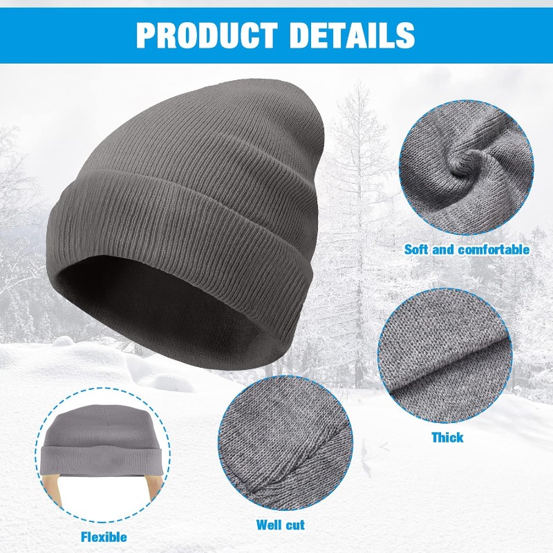 1pc inverno quente grosso gorr - Beanie Cuffed Knit avaliação e preço