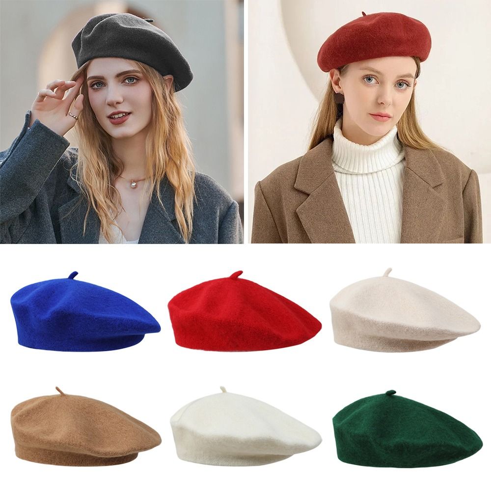 Moda quente inverno lã boinas  - Beret French Wool avaliação e preço
