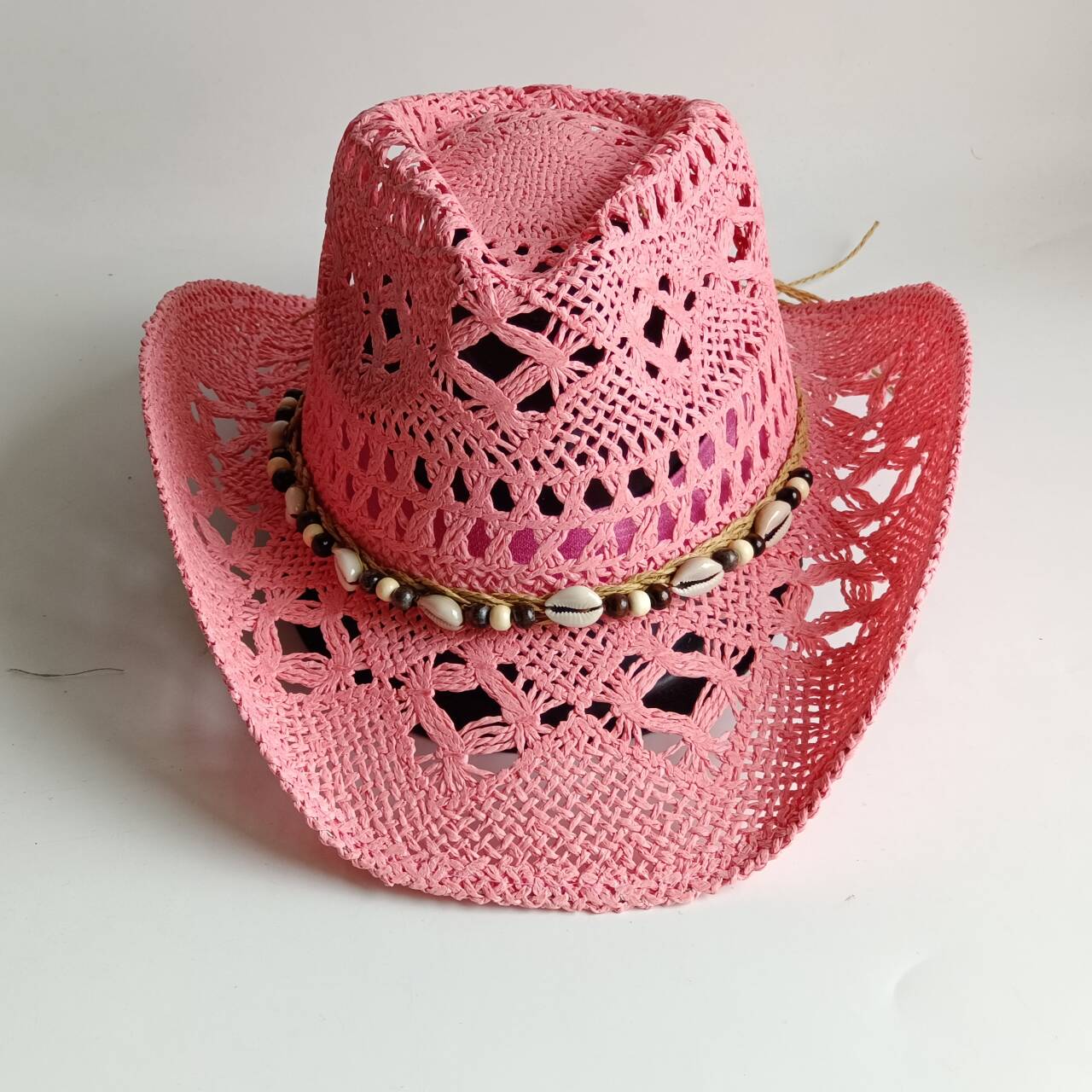 Chapéu de palha rosa estilo co - Cowboy Hat Straw avaliação e preço